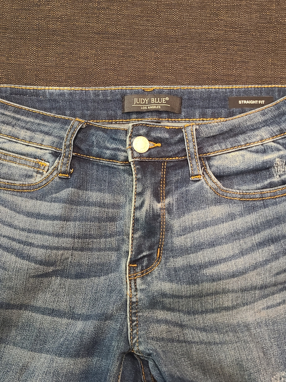 Judy Blue Straight Fit Blue Denim Jeans Womens 28 (29x31) Distressed Stretch